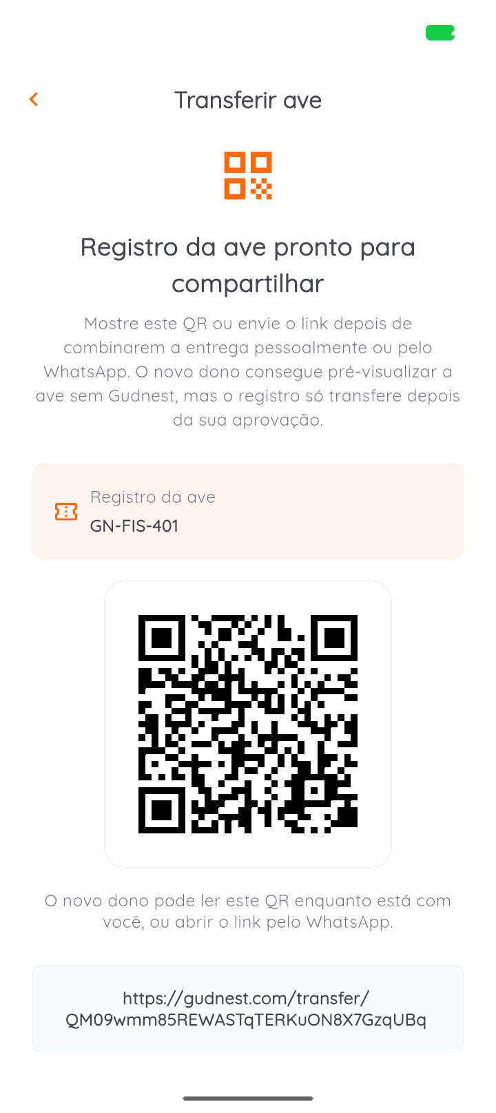 Catatan burung di Gudnest yang siap dibagikan melalui tautan atau kode QR